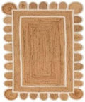 Scallop Pattern Jute Bohemian Area Rug (Off White, 3'x5')