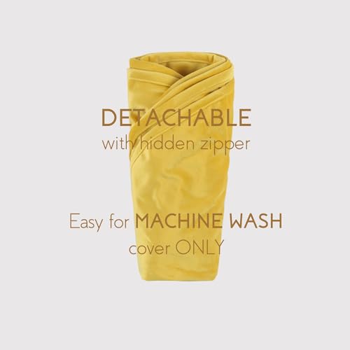 Round Floor Pillow Cover Velvet Throw Seating Pouf Yoga Meditation Cushion Plush Case Reading Room Decor Cover Only (25.6IN, Yellow) - color: Yellow, size: 25.6" x 25.6" (Pack of 1)