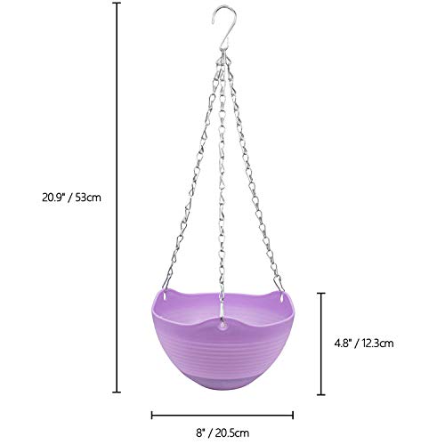 Foraineam Set of 7 Colors Self-Watering Hanging Planter Indoor Outdoor Garden Flower Plant Pot Container with Drainer and Hanging Chain