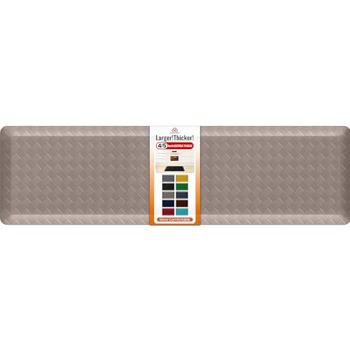 4/5 Inch Extra Thick Kitchen Mats for Floor,Non Slip Anti Fatigue Kitchen Rugs,Waterproof Stain Resistant Sink Mat,Cushioned Standing and Comfort Mats for Office (17"x60" Khaki) - color: Khaki, size: 60"L x 17"W x 0.8"Th