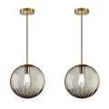 Modern Smoke Grey Glass Pendant Light, Kitchen Island Lighting 2-Pack Globe Pendant Light Fixtures Century Kitchen Island Pendant Lighting for Bedroom Living Dining Room Light Fixture (Without Bulb) - color: BW-Smoky Gray-1 Light-2PC