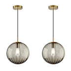 Modern Smoke Grey Glass Pendant Light, Kitchen Island Lighting 2-Pack Globe Pendant Light Fixtures Century Kitchen Island Pendant Lighting for Bedroom Living Dining Room Light Fixture (Without Bulb) - color: BW-Smoky Gray-1 Light-2PC