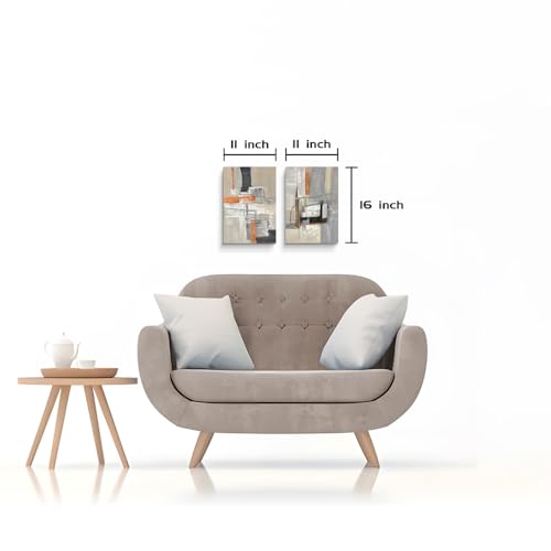 Abstract Neutral Canvas Wall Art: 2 Pieces Minimalist Painting Modern Gray Beige Artwork for Bedroom - color: neutral, size: 11”x16”x2