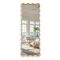 sawsile Large Full Length Mirror,18x48 inch Wood Asymmetrical Bathroom Modern Rectangle Wave Vanity Farmhouse Full Body Mirrors for Bedroom Living Room Entryway Hallway Fireplace - size: 48"L x 18"W