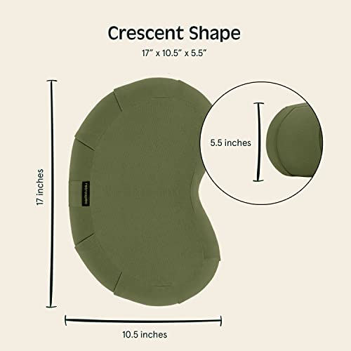 Retrospec Sedona Zafu Meditation Cushion Filled w/Buckwheat Hulls - Yoga Pillow for Meditation Practices - Machine Washable 100% Cotton Cover & Durable Carry Handle; Crescent, Basil (Pack of 4) - color: Basil, size: 1 Count (Pack of 4)