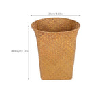 Healeved Straw Woven Storage Basket 11.14 Inch Wicker Decorative Flower Vase Planter Holder, Multi-Purpose Basket for Bathroom Living Room Home Laundry Office Container Brown