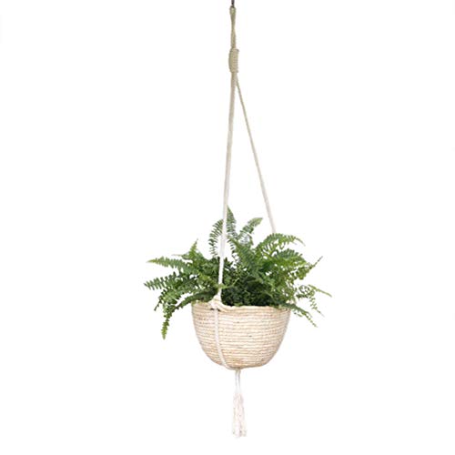 Natural Hanging Seagrass Plant Baskets, Macrame Plant Hangers, Indoor Boho Plant Hanger, for Indoor Outdoor Home Decorations Fence Planters Plant Flower Pots