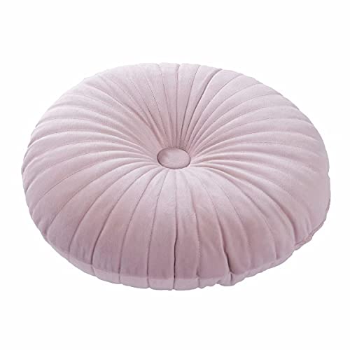 HLOVME Round Pillow Cushion for Couch Velvet Decorative Small Throw Pillow Solid Color for Living Room Bed Floor 13.7”, Pink - color: Pink