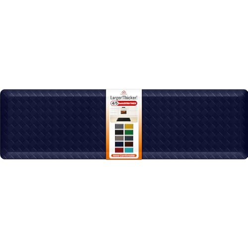 4/5 Inch Extra Thick Kitchen Mats for Floor,Non Slip Anti Fatigue Kitchen Rugs,Waterproof Stain Resistant Sink Mat,Cushioned Standing and Comfort Mats for Office (17"x60" Blue) - color: Blue, size: 60"L x 17"W x 0.8"Th