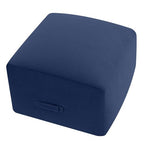MeMoreCool Square Stuffed Pouf Ottoman Foot Rest, Floor Pouf Foot Stool with Foam Chunk Filling, Soft Stuffed Ottoman Footrest for Living Room, Navy - color: Grid Navy