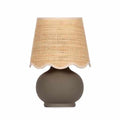 Benton Ceramic Table Lamp with Fabric Shade – 13" Bedside Accent Lamp for Bedroom, Living Room & Nightstand (Taupe) - color: Taupe