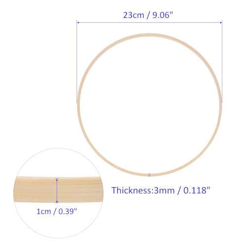 M METERXITY 12 Pack Wooden Bamboo Floral Hoop-9 Inch Craft Wooden Wreath Rings, Apply to DIY Wedding Wreath Decor/Macrame Dreamcatcher/Wall Hanging Crafts (Wooden) - size: 9 Inch