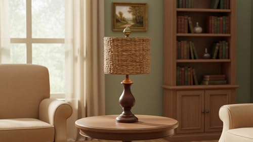 Aspen Creative 31605, Drum Spider Lamp Shade, Water Hyacinth, 12" Top x 12" Bottom x 9" Height - color: Water Hyacinth