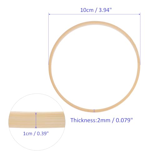 M METERXITY 12 Pack Wooden Bamboo Floral Hoop-4 Inch Craft Wooden Wreath Rings, Apply to DIY Wedding Wreath Decor/Macrame Dreamcatcher/Wall Hanging Crafts (Wooden) - size: 4 Inch
