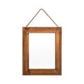 Wall Decorative Mirror 12 x 16 Inch Rust Farmhouse Rectangular Mirrors Wood Frame Mirror with Hanging Hemp Rope for Bedroom, Bathroom, Living Room, Entryway (Brown)