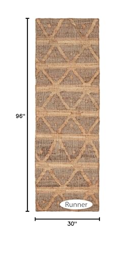 Dash and Albert Rumi Jute Area Rug - 2.5' x 8' Runner Brown Geometric Handwoven Accent Rug - Durable, Eco-Friendly, High Traffic Area Hallway, Stairs, Bedroom - color: Rumi Brown, size: 2'6" x 8' (Runner)