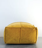 Creative Co-Op Goldenrod Square Cotton Velvet Pouf - color: Goldenrod