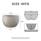 Kante 10 in x 15-16 in Low Concrete Planter, Wide Bowl Plant Pot with Drainage Hole & Rubber Plug – Breathable Handmade Cement Container for Succulents, Tabletop, Patio, Weathered Concrete - color: Weathered Concrete, size: 15.7" d