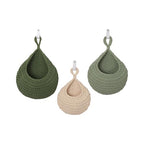 3 Pcs Boho hand-woven hanging linen basket,drop molding design,cotton rope storage baskets for living room,kitchen,wall-mounted fruit,vegetable potted plants organizer (3 sizes)