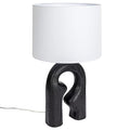 Modern Abstract Sculptural Table Lamp with Drum Shade, Black and White - color: Black