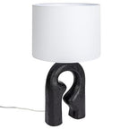 Modern Abstract Sculptural Table Lamp with Drum Shade, Black and White - color: Black
