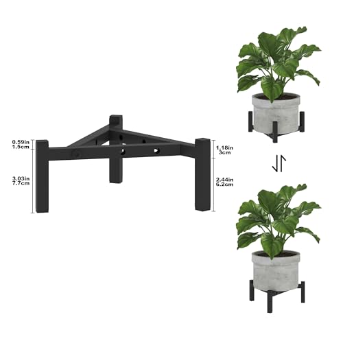 2-Pack Plant Stand Indoor Outdoor, Heavy Duty Stable Metal Holder Fits 8 to 14 Inch Flower Pots, Adjustable Black Plant Stands (Pots Not Included) - Black - size: 2 Pack - Triangle
