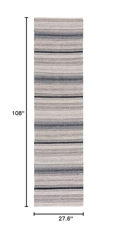 SAFAVIEH Montauk Collection Runner Rug - 2'3" x 9', Grey & Black, Handmade Flat Weave Boho Stripe Cotton, Ideal for High Traffic Areas in Living Room, Bedroom (MTK851H) - color: Grey/Black, size: 2'3" x 9' (Runner)