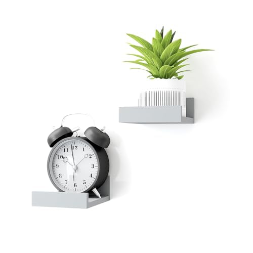 Small Floating Shelves for Wall Decor, Wall Mounted Wood Shelf for Bedroom, Living Room, Bathroom, Kitchen, Nursery, Mini Display Ledge Shelf with Lip Set of 2-4 Inches, Grey - color: Grey, size: 3.9in