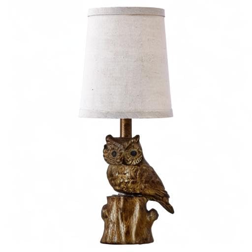 G-SAFAVA 14.25" Small Table Lamp for Living Room Farmhouse Bedside Resin Single Lamp with Gold Owl Lamp Shape for Bedroom Retro Rustic Nightstand Lamp - color: ‏‏‎ ‎Gold