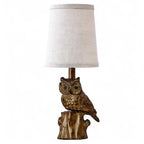 G-SAFAVA 14.25" Small Table Lamp for Living Room Farmhouse Bedside Resin Single Lamp with Gold Owl Lamp Shape for Bedroom Retro Rustic Nightstand Lamp - color: ‏‏‎ ‎Gold