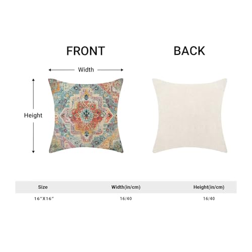 Boho Pillow Covers 16x16 Inch Set of 2, Bohemian Carpet Vintage Pattern Decorative Throw Pillowcase Boho Colourful Retro Linen Outdoor Farmhouse Cushion Cover for Sofa Couch Bed Living Room - color: Boho25, size: 16" x 16" (Pack of 2)