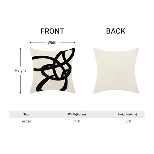 Black And White Pillow Covers 16x16 Set Of 2 Geometric Abstract Modern Art Line Throw Pillow Covers Modern Minimalist Style Decorative Square Linen Cushion Case Boho Decoration For Couch Sofa Outdoor - color: Abstract Art Line, size: 16" x 16" (Pack of 2)