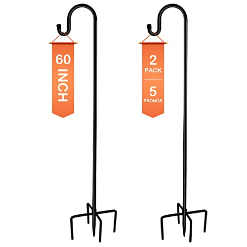 Ottsuls Shepherd-Hooks 60" Adjustable for Bird-Feeder Lantern Plant-Hook Garden-Stake - Plant Stand Hanger for Outdoor Flower Basket, Bird Feeder Hanger Weddings Decor (2 Pack) - size: 60 Inch, style: A-2 Pack