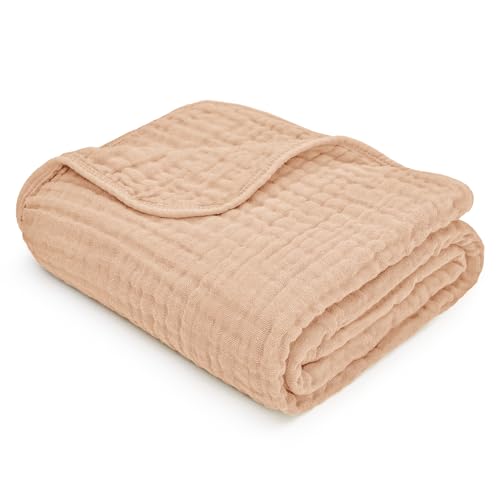 Comfy Cubs Muslin Baby Blanket - Soft, Lightweight, 6-Layer Cotton Swaddle Blankets for Newborns, Infants & Toddlers - 40" x 40" Large, Breathable & Versatile for Sleeping & Tummy Time - Cream - color: Cream, size: Baby - 40" X 40"