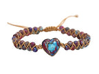 Women Boho Wrap Bracelet,Handmade Natural Stone Crystal Emperor Beads Heart Bracelet, Fashion Bohemian Jewelry Gift for Women - color: Emperor Jasper