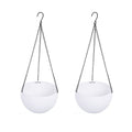 Hanging Basket Plastic Flower Pot Round Resin Garden Hanging Planter for Indoor Outdoor Plants 2 Pack White - color: 8 Inch White