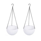 Hanging Basket Plastic Flower Pot Round Resin Garden Hanging Planter for Indoor Outdoor Plants 2 Pack White - color: 8 Inch White