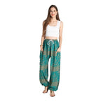 Tranquil Threads Women's Harem Pants with Pockets and Drawstring, Hippie Boho Yoga Clothes - color: Teal Reverie, size: X-Small
