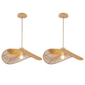 Boho Rattan Pendant Light Fixture Modern Style Hanging Light Bohia Natural Bamboo Handmade2-Light Hanging Lamp for Farmhouse Bedroom Living Room Dining Room S Size - size: 14''-2pcs