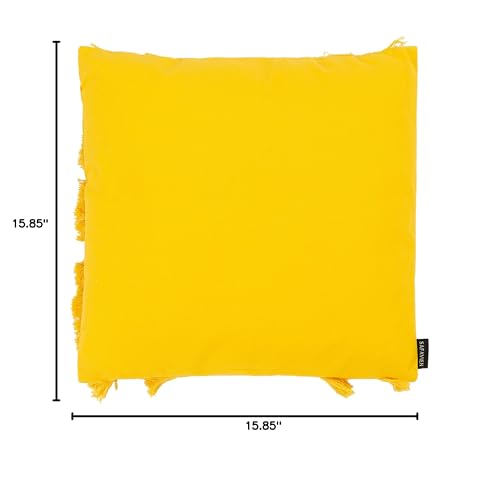 Safavieh Home Collection Grema Boho 16-inch Yellow Fringe Decorative Accent Pillow PLS7142C-1616 - color: Yellow, size: 17"x17"