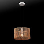 Globe Electric 65942 Tammi 1-Light Pendant Lighting, Natural Bamboo Shade, White Fabric Cord