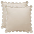 BEBE BASK Scalloped Pillow Cover - Set of 2 - 18 x 18 Inch - Scallop Pillow Cover Natural/White/Beige - 100% Cotton - Grandmillennial Style - color: Natural/White