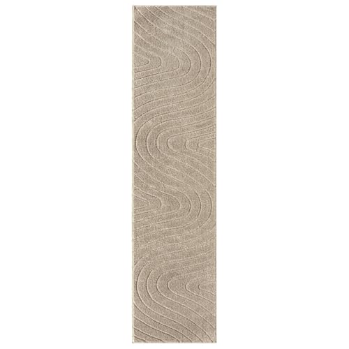 LUXE WEAVERS Modern Geometric Wave Beige 2x8 Area Rug - color: Beige, size: 2' x 8' (Runner)
