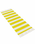 Yellow Stripes Kitchen Runner Rug 2'x4', Washable Woven Cotton Area Rug with Tassels Bathroom Hallway Rug, Farmhouse White Simple Vertical Striped Entryway Bedroom Rug Non Slip Throw Rug Carpet - color: Yellow, size: 2 x 4 ft