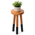 Rubber Wood 9" Round Plant Stand |Dip Dyed Black Accent Stool |Small Drinking Table |Side Table(18" H) - color: 18" Tall Black