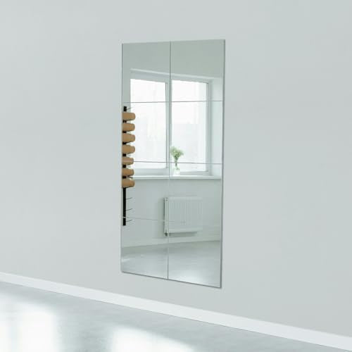 Ruomeng Full Length Wall Mirror Tiles, Gym Mirrors 12" x 15" x 4Pcs Square Wall Mounted Mirror, Frameless Mirror Tiles for Home Gym, Bedroom, Door - size: 15"x12"-4pcs