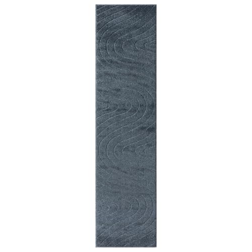 LUXE WEAVERS Modern Geometric Wave Blue 2x8 Area Rug - color: Blue, size: 2' x 8' (Runner)