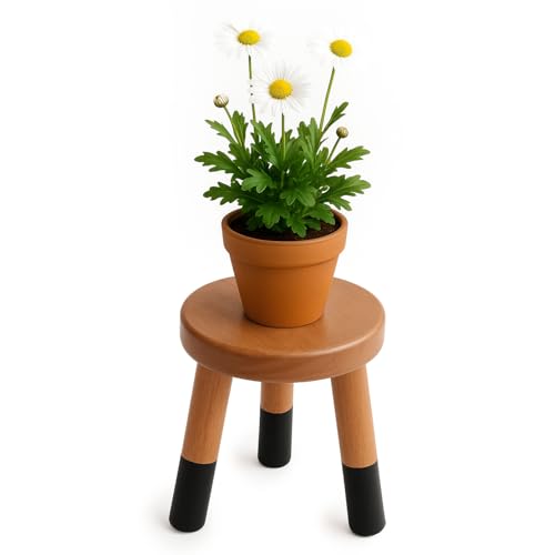 Rubber Wood 9" Round Plant Stand |Dip Dyed Black Stool, Wood Riser |Milking Stool (10" H) - color: 10" Tall Black