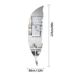 LZYMSZ 3D Acrylic Mirror Wall Decor Stickers, Feather Shaped DIY Self-Adhesive Wall Art Decals, Home Decorations for Living Room Bedroom Bathroom Office Kids Room(Silver