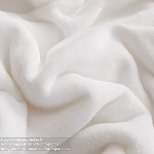 KMUSET Fleece Blanket Throw Size White Lightweight Super Soft Cozy Luxury Bed Blanket Microfiber (Pack of 2) - color: White, size: Throw(50"x60") (Pack of 2)